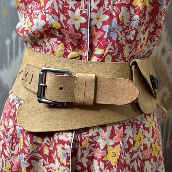 Ralph Lauren Italian Distressed Roughout Tan Suede Southwestern Utility Hip Belt - Picture 1 of 16